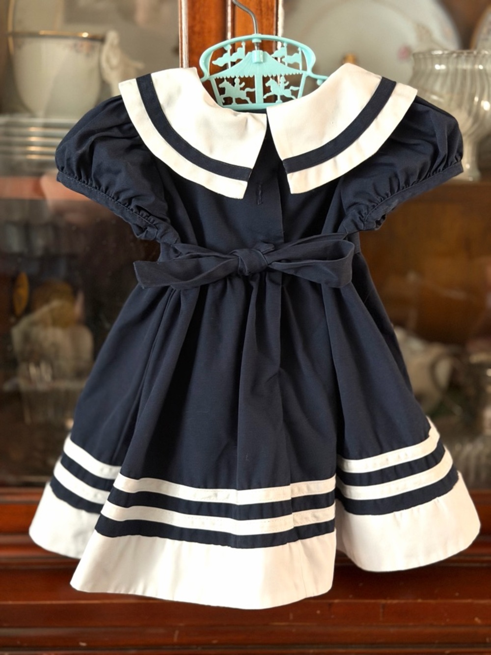 Good Lad Navy and White Sailor Dress for baby girl with Red Bow - Picture 5 of 5